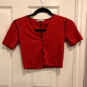 Crop v neck t shirt
